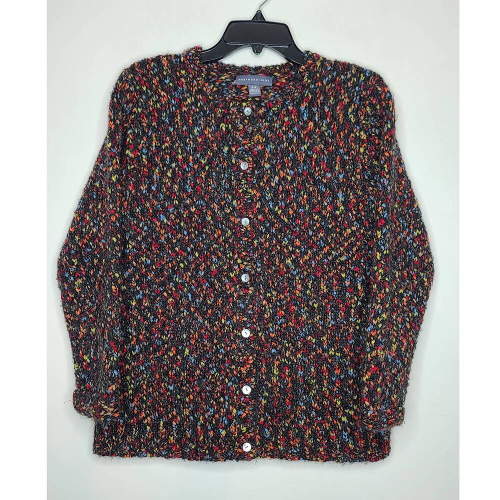 Northern Isles mohair rainbow fleck cardigan sweater - small